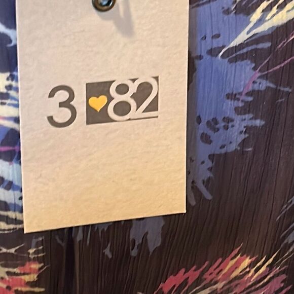 382 Womens M Semi Sheer Peacock Print Mini Slip Dress Blue Purple Flowy Vacation - Picture 11 of 11